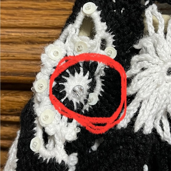 Just B black & white sweater/cardigan with sequins and sparkles, size Large - Picture 4 of 6